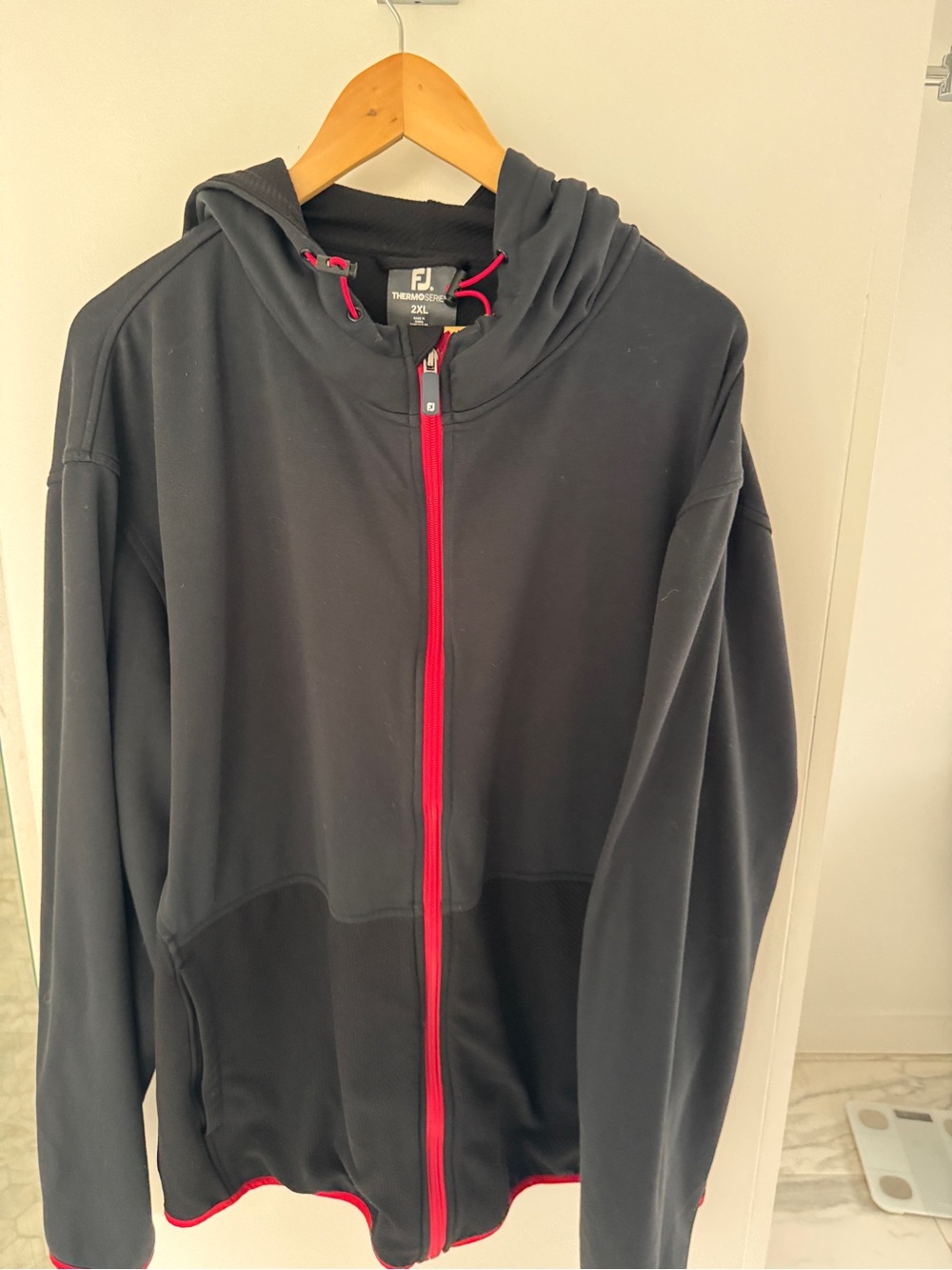 FootJoy Black Hooded Jacket with Red Trim